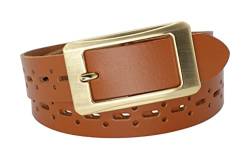 nk belt Damen Ledergürtel, Anzug Jeans Gürtel, Made in Germany 3cm #GL-20 (Cognac, 110cm Gesamtlänge 125cm) von nk belt