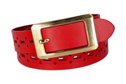 nk belt Damen Ledergürtel, Anzug Jeans Gürtel, Made in Germany 3cm #GL-20 (Rot, 120cm Gesamtlänge 135cm) von nk belt