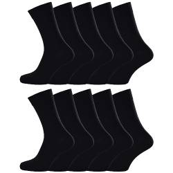 noKKser 10-30 Paar Comfort Socken schwarze Herrensocken mit Komfortbund OHNE Gummi & OHNE Naht Baumwolle (39-42, 10 Paar) von noKKser