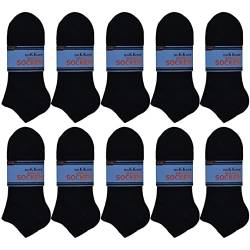 noKKser 10-50 Paar Sneaker Socken Herren & Damen Schwarz & Weiß Baumwolle Kurze Socken Halbsocken Handgekettelte Naht (39-42, 10x Schwarz) von noKKser