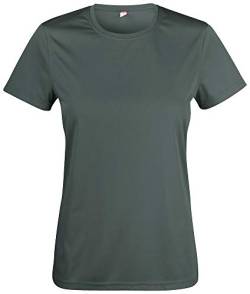 Atmungsaktives Damen-T-Shirt für Fitness, Sport und Freizeit mit UV50-Sonnenschutz. Das Sportshirt besteht zu 100% aus Polyester und verwendet Spin-Dye-Gewebe Grau L von noTrash2003