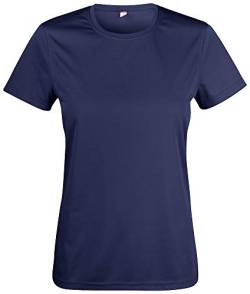 Atmungsaktives Damen-T-Shirt für Fitness, Sport und Freizeit mit UV50-Sonnenschutz. Das Sportshirt besteht zu 100% aus Polyester und verwendet Spin-Dye-Gewebe Navy XL von noTrash2003