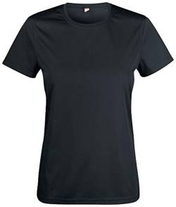 Atmungsaktives Damen-T-Shirt für Fitness, Sport und Freizeit mit UV50-Sonnenschutz. Das Sportshirt besteht zu 100% aus Polyester und verwendet Spin-Dye-Gewebe Schwarz L von noTrash2003