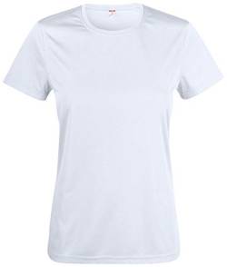 Atmungsaktives Damen-T-Shirt für Fitness, Sport und Freizeit mit UV50-Sonnenschutz. Das Sportshirt besteht zu 100% aus Polyester und verwendet Spin-Dye-Gewebe Weiß L von noTrash2003