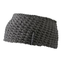 Extrabreites Handgehäkeltes Stirnband mit Fleece Innenfutter für die kalte Jahreszeit für Damen und auch für Herren Winter Skifahren (Carbon) von noTrash2003