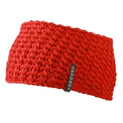 Extrabreites Handgehäkeltes Stirnband mit Fleece Innenfutter für die kalte Jahreszeit für Damen und auch für Herren Winter Skifahren (Rot) von noTrash2003