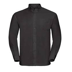 Herren Langarm Business Oxford Oberhemd mit Button-Down Kragen Easy Care Pflegeleicht Rückenpasse S bis 6XL, Black 3XL von noTrash2003