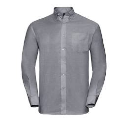 Herren Langarm Business Oxford Oberhemd mit Button-Down Kragen Easy Care Pflegeleicht Rückenpasse S bis 6XL, Silber (Grau) XXL von noTrash2003