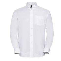 Herren Langarm Business Oxford Oberhemd mit Button-Down Kragen Easy Care Pflegeleicht Rückenpasse S bis 6XL, Weiss 5XL von noTrash2003