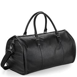 Weekender Reisetasche Robustes PU Kunstleder verwandelbar in Kleidersack mit Schuhfach Umhängetasche 54 x 33 x 29 cm in Schwarz oder Braun (Schwarz) von noTrash2003