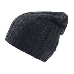 noTrash2003 Beanie Hat Strickmütze mit Zopfmuster Warmer Long Beanie Wollmütze Mütze Wintermütze Damenmütze Herrenmütze (Schwarz) von noTrash2003