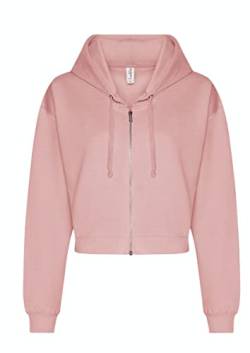 noTrash2003 Damen Hooded Full-Zip Sweatjacke Sweatshirt Hoodie mit Reissverschluss Cropped Abgeschnitten Bolero Style XXS-XL in 5 Farben (L, Pink (Dusky Pink)) von noTrash2003
