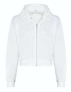 noTrash2003 Damen Hooded Full-Zip Sweatjacke Sweatshirt Hoodie mit Reissverschluss Cropped Abgeschnitten Bolero Style XXS-XL in 5 Farben (L, Weiss) von noTrash2003