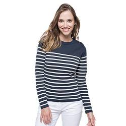 noTrash2003 Damenpullover Ringelshirt Marine-Stil Breton Shirt Pullover Streifen Shirt Navy/Weiß maritim sportlich XS-XXL (M) von noTrash2003