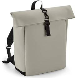 noTrash2003 Stylisher Damen Rucksack Kurierrucksack Roll-Top Backpack mit wattiertem Laptopfach (bis 15'5) aus Recycling PU im matten Finish in schwarz rosa und grau (Kitt) von noTrash2003
