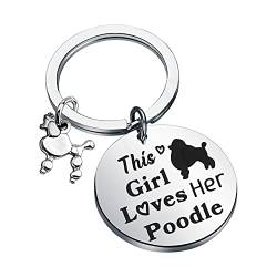 Bauna Pudel Mädchen Liebhaber Geschenk Pudel Mama Schlüsselanhänger mit Pudel Charm Dieses Mädchen liebt ihren Pudel Besitzer Geschenk für sie, 3.0*3.0cm, Metall, von nobrand