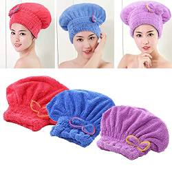 3 Stück Mikrofaser-Handtücher zum Trocknen von Haaren, ultra saugfähig, mit Schleife, für Damen, Erwachsene oder Kinder, Mädchen, zum schnellen Trocknen der Haare von nobranded