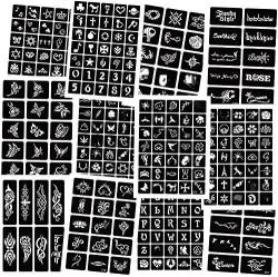 283Pcs Temporäres Tattoo Schablonen Kit, 12 Blatt Airbrush Tattoo Schablonen Schablonen Abnehmbare Tattoo Aufkleber Body Art Painting für Frauen/Männer von none branded