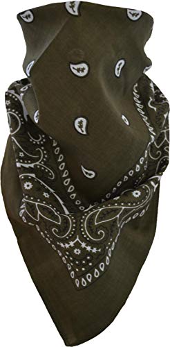 3 × Rocker & Biker Bandana Cap Kopftuch Halstuch in vielen Ausführungen Farbe Oliv/Schwarz von normani