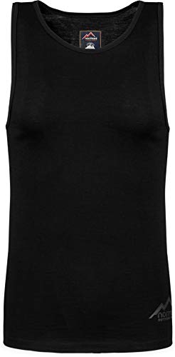 Herren Merino Unterhemd Trägerhemd Funktionsshirt 100% Merinowolle Tanktop 200 g/m² Outdoor Shirt Farbe Dunkelschwarz Größe L/52 von normani