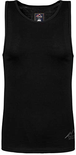 Herren Merino Unterhemd Trägerhemd Funktionsshirt 100% Merinowolle Tanktop 200 g/m² Outdoor Shirt Farbe Dunkelschwarz Größe XL/54 von normani