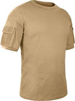 Herren Tactical T-Shirt mit Klett-Ärmeltaschen Farbe Koyote Größe M von normani
