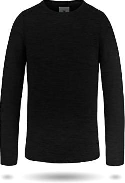 Kinder Merino Langarm Shirt Ski-Unterhemd Thermounterwäsche Funktionsshirt aus 100% Bio-Merinowolle für Junge und Mädchen Farbe Schwarz Größe 134-140 von normani