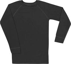 Kinder Thermounterhemd Langarm Longsleeve für Mädchen und Jungen mit schnelltrocknendem Quick-Dry-Funktionsmaterial für Ski, Sport und Freizeit Farbe Dunkelschwarz Größe 164 von normani