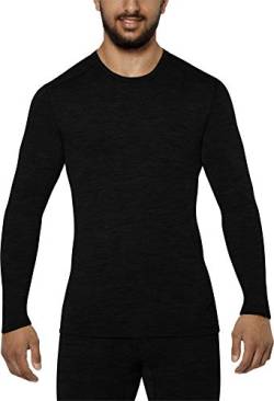 Merino Langarm Shirt 100% Merino-Wolle Merino-Unterhemd Rundhals - Grammatur: 200 g - Thermo-Oberteil Ski-Pullover Funktionspullover Farbe Schwarz Größe XL von normani