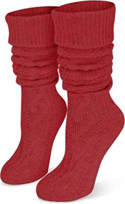 Oktoberfest Trachtensocken Kniebundhosenstrümpfe Natur mit Leinen Farbe Rot lang Größe 35/38 von normani