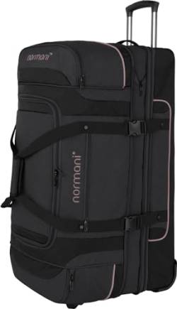 Reisetasche 2-Rad Trolley Weichgepäck Reisetasche mit Rollen und 6 Fächern - erweiterbarer Reisetrolley - Sporttasche 120-150 Liter Volumen 81x39x39/47 cm Farbe Schwarz/Rosa Größe 120-150 Liter von normani