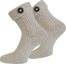 Socken kurz oder Lang für Trachten Lederhose Farben frei wählbar Farbe Naturmelange mit Trachten-Knopf Größe 35/38 von normani