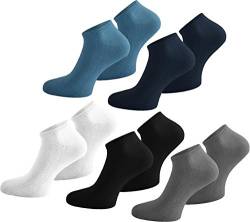 normani 10 Paar Sneakers Socken für Sie und Ihn - Laufsocken Sportsocken in Unisex Farbe Marine/Jeans/Grau/Weiß/Schwarz Größe 48/50 von normani