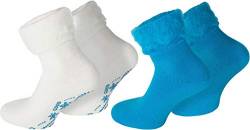 normani 2 Paar Kuschelsocken/Bettsocken/Socken Stripe Geringelt mit Elasthan Farbe Dream/Creme/Türkis Größe 35-38 von normani
