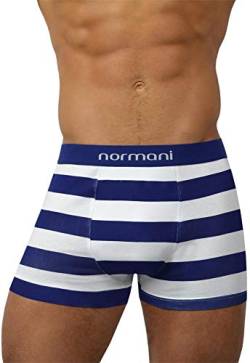 normani 4 x Herren Retroshorts mit hohem Baumwollanteil und verschiedenen Motiven Farbe Navy Stripes Größe L von normani