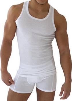normani 5 x Herren Unterhemd Classic in FEINRIPP Tank Top weiß Muskel Shirt Trägershirt aus 100% gekämmter Baumwolle Größe 10=XXL von normani