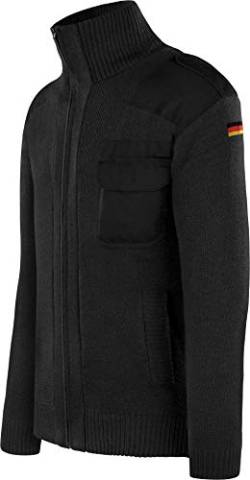 normani Bundeswehr Strickjacke aus Schurwolle mit Hoheitsabzeichen Deutschlandfahne BW Knitted Jumper Winterjacke nach TL Farbe Schwarz Größe XXL von normani