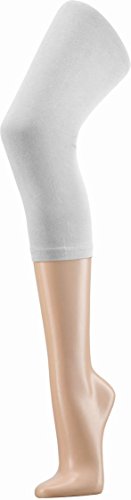 normani Damen Capri Leggings aus Baumwolle - Blickdicht Farbe Weiß Größe L/XL von normani