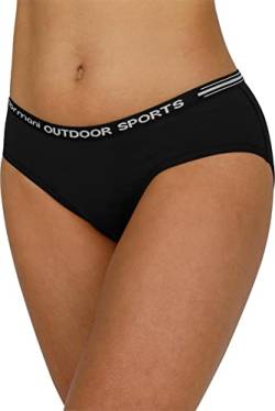 normani Damen Merino Slip Merinounterwäsche Sport Outdoor Hipkini Schlüpfer Unterhose - 100% Bio-Merinowolle Farbe Schwarz Größe S von normani