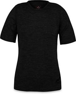 normani Damen Merino T-Shirz Kurzarm 100% Merinowolle Outdoor Oberteil Funktionsshirt Unterwäsche 200g/m² Farbe Schwarz Größe XS/34 von normani