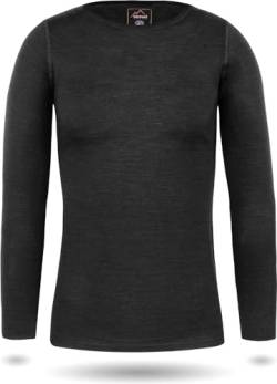 normani Damen Merino Unterhemd Langarmshirt Pullover Ski-Unterwäsche Rundhals - 100% Merinowolle Farbe Anthrazit Größe L von normani