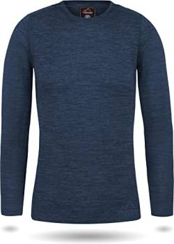normani Damen Merino Unterhemd Langarmshirt Pullover Ski-Unterwäsche Rundhals - 100% Merinowolle Farbe Navy Größe M von normani