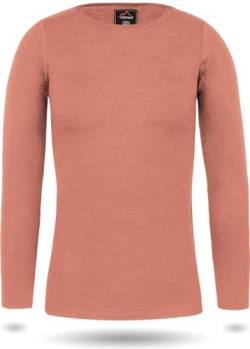 normani Damen Merino Unterhemd Langarmshirt Pullover Ski-Unterwäsche Rundhals - 100% Merinowolle Farbe Rosa Größe S von normani