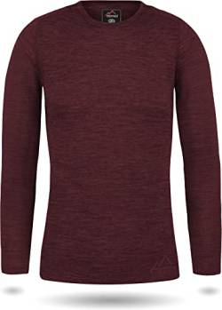 normani Damen Merino Unterhemd Langarmshirt Pullover Ski-Unterwäsche Rundhals - 100% Merinowolle Farbe Rot Größe M von normani