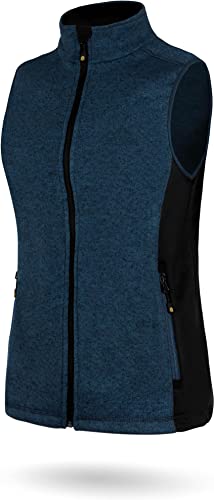 normani Damen Strickweste Outdoor Fleeceweste mit Reißverschlusstaschen und Neopren - Ärmellose Outdoor Weste Übergangsweste, warme 310 g/m² Grammatur Farbe Navy Größe M von normani