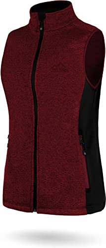 normani Damen Strickweste Outdoor Fleeceweste mit Reißverschlusstaschen und Neopren - Ärmellose Outdoor Weste Übergangsweste, warme 310 g/m² Grammatur Farbe Rot Größe L von normani