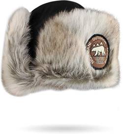normani Damen und Herren Wintermütze Tschapka Uschanka Polarmütze mit Ohrenklappen Farbe Dunkelschwarz Größe XL/61 von normani