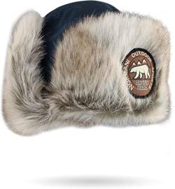 normani Damen und Herren Wintermütze Tschapka Uschanka Polarmütze mit Ohrenklappen Farbe Navy Größe XL/61 von normani