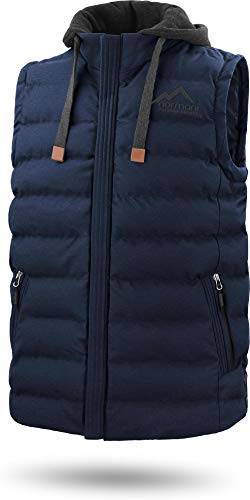 normani Herren Bodywarmer wattierte Outdoor Weste mit abnehmbarer Kapuze und wasserdichten Reißverschlüssen Farbe Marine Größe XL von normani