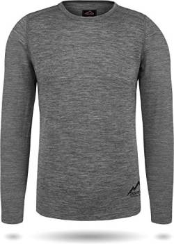 normani Herren Merino Unterhemd Premium Oberteil Rundhalsausschnitt Funktionsoberteil 100% Merinowolle Thermounterwäsche Baselayer Skipullover Farbe Hellgrau Größe 4XL/60 von normani